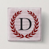 Laurel Wreath Sheet Music Monogram Initial D Button (Vorderseite)
