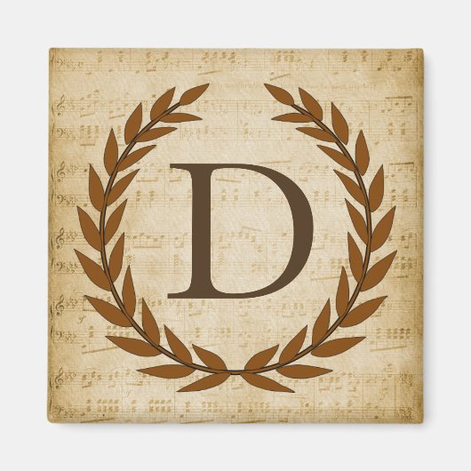 Laurel Wreath Sheet Music Monogram Initial D Magnet (Vorne)