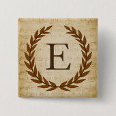 Laurel Wreath Sheet Music Monogram Initial E Button (Vorderseite)