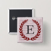 Laurel Wreath Sheet Music Monogram Initial E Button (Vorne & Hinten)
