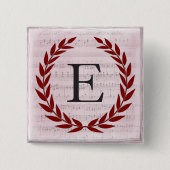 Laurel Wreath Sheet Music Monogram Initial E Button (Vorderseite)