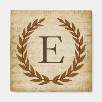 Laurel Wreath Sheet Music Monogram Initial E Magnet