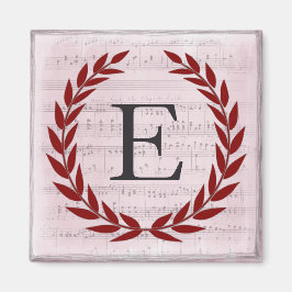 Laurel Wreath Sheet Music Monogram Initial E Magnet