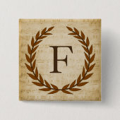 Laurel Wreath Sheet Music Monogram Initial F Button (Vorderseite)
