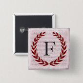 Laurel Wreath Sheet Music Monogram Initial F Button (Vorne & Hinten)