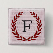 Laurel Wreath Sheet Music Monogram Initial F Button (Vorderseite)