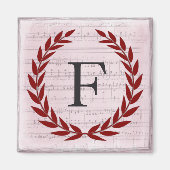 Laurel Wreath Sheet Music Monogram Initial F Magnet (Vorne)