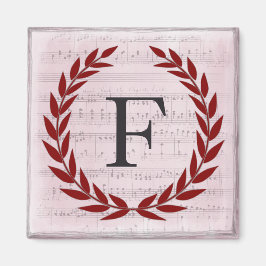 Laurel Wreath Sheet Music Monogram Initial F Magnet