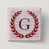 Laurel Wreath Sheet Music Monogram Initial G Button (Vorderseite)