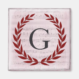 Laurel Wreath Sheet Music Monogram Initial G Magnet
