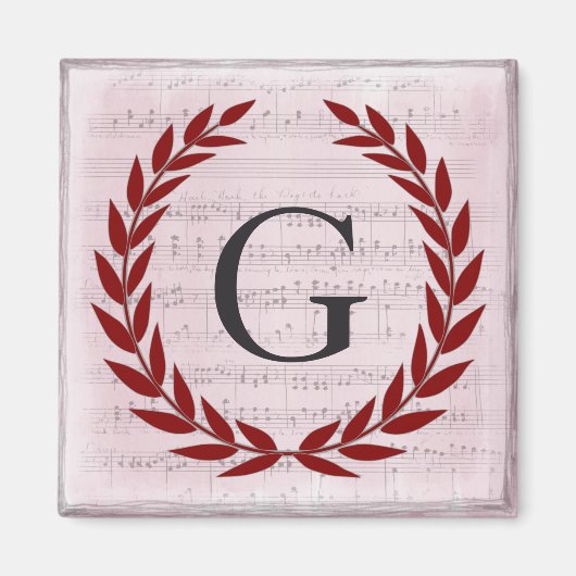 Laurel Wreath Sheet Music Monogram Initial G Magnet (Vorne)