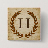 Laurel Wreath Sheet Music Monogram Initial H Button (Vorderseite)