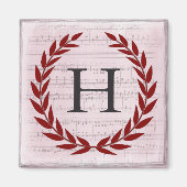 Laurel Wreath Sheet Music Monogram Initial H Magnet (Vorne)