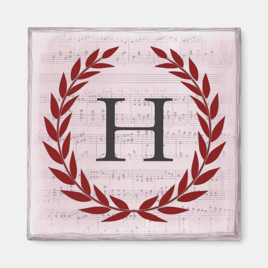 Laurel Wreath Sheet Music Monogram Initial H Magnet (Vorne)