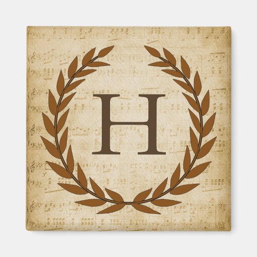 Laurel Wreath Sheet Music Monogram Initial H Magnet (Vorne)