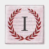 Laurel Wreath Sheet Music Monogram Initial I Magnet (Vorne)