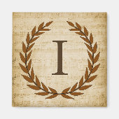 Laurel Wreath Sheet Music Monogram Initial I Magnet (Vorne)