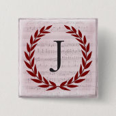 Laurel Wreath Sheet Music Monogram Initial J Button (Vorderseite)