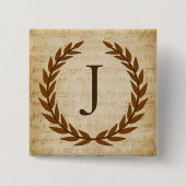 Laurel Wreath Sheet Music Monogram Initial J Button (Vorderseite)
