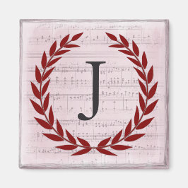 Laurel Wreath Sheet Music Monogram Initial J Magnet