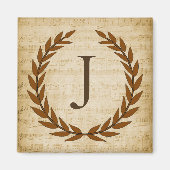Laurel Wreath Sheet Music Monogram Initial J Magnet (Vorne)