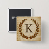 Laurel Wreath Sheet Music Monogram Initial K Button (Vorne & Hinten)