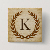 Laurel Wreath Sheet Music Monogram Initial K Button (Vorderseite)