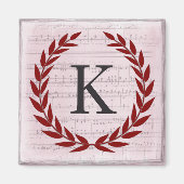 Laurel Wreath Sheet Music Monogram Initial K Magnet (Vorne)