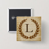 Laurel Wreath Sheet Music Monogram Initial L Button (Vorne & Hinten)