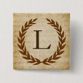 Laurel Wreath Sheet Music Monogram Initial L Button (Vorderseite)