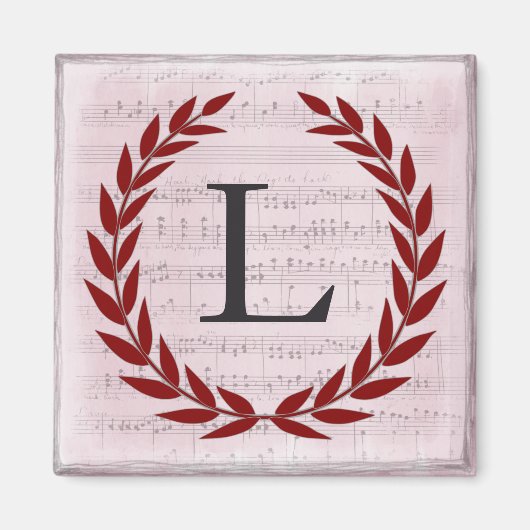 Laurel Wreath Sheet Music Monogram Initial L Magnet (Vorne)
