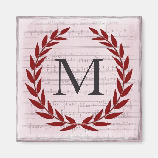 Laurel Wreath Sheet Music Monogram Initial Magnet (Vorne)