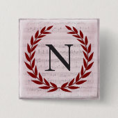 Laurel Wreath Sheet Music Monogram Initial N Button (Vorderseite)