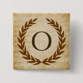 Laurel Wreath Sheet Music Monogram Initial O Button (Vorderseite)
