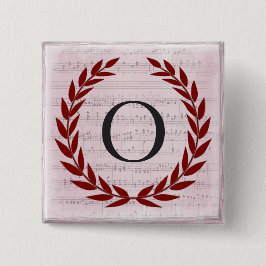 Laurel Wreath Sheet Music Monogram Initial O Button