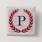 Laurel Wreath Sheet Music Monogram Initial P Button (Vorderseite)