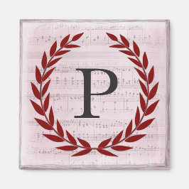 Laurel Wreath Sheet Music Monogram Initial P Magnet