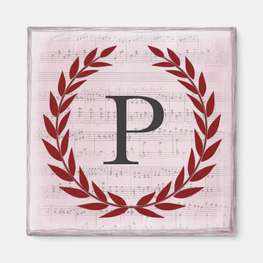 Laurel Wreath Sheet Music Monogram Initial P Magnet (Vorne)