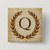 Laurel Wreath Sheet Music Monogram Initial Q Button (Vorderseite)