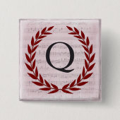 Laurel Wreath Sheet Music Monogram Initial Q Button (Vorderseite)