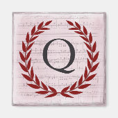 Laurel Wreath Sheet Music Monogram Initial Q Magnet (Vorne)