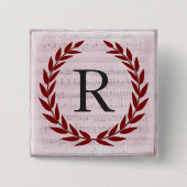 Laurel Wreath Sheet Music Monogram Initial R Button (Vorderseite)