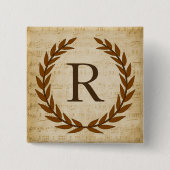 Laurel Wreath Sheet Music Monogram Initial R Button (Vorderseite)