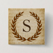 Laurel Wreath Sheet Music Monogram Initial S Button (Vorderseite)