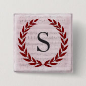 Laurel Wreath Sheet Music Monogram Initial S Button (Vorderseite)