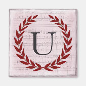 Laurel Wreath Sheet Music Monogram Initial U Magnet (Vorne)