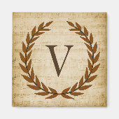 Laurel Wreath Sheet Music Monogram Initial V Magnet (Vorne)