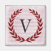 Laurel Wreath Sheet Music Monogram Initial V Magnet (Vorne)