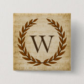 Laurel Wreath Sheet Music Monogram Initial W Button (Vorderseite)