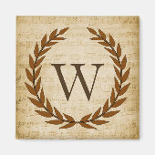 Laurel Wreath Sheet Music Monogram Initial W Magnet (Vorne)